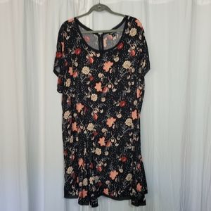 Black Floral Flared Dress